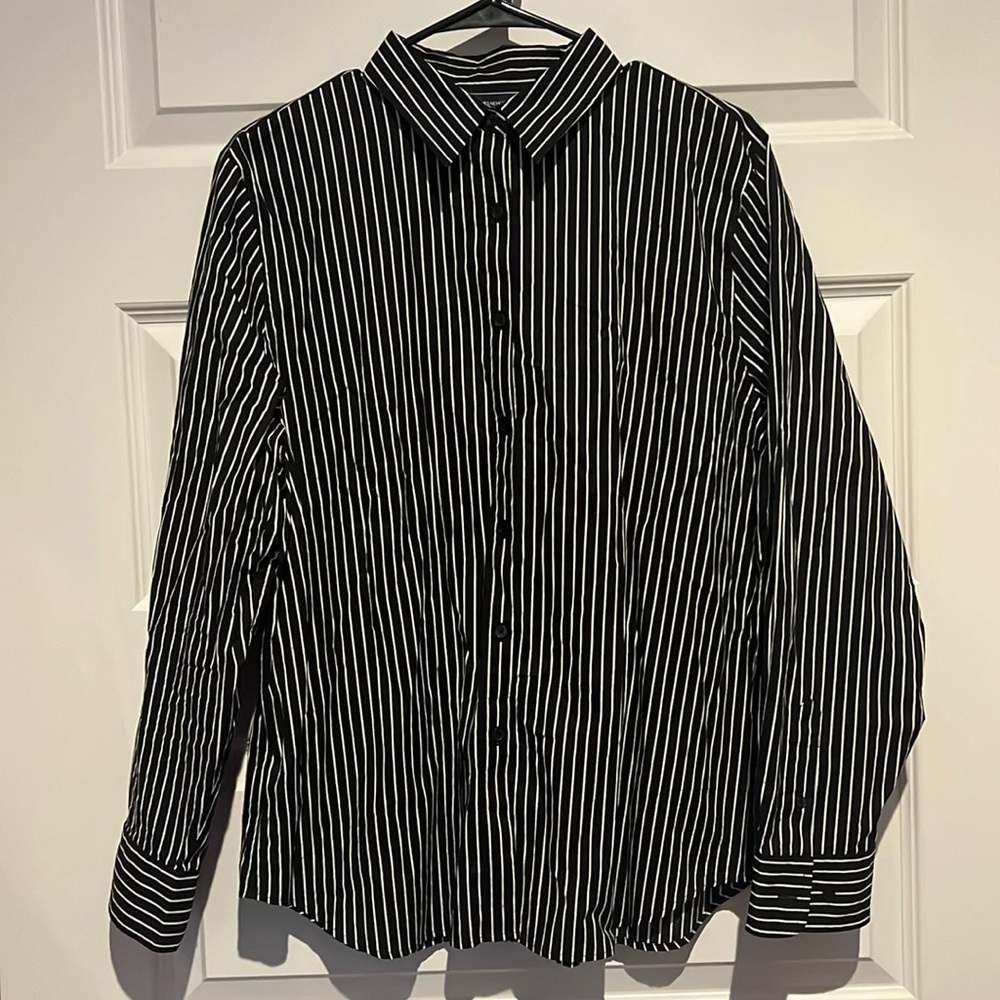 Black and White pin stripe button down